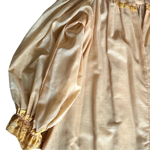 Vintage Capricorn Designer’s Gallery Peach Full Length Long Sleeve Gown Boho S/M - Picture 10 of 11